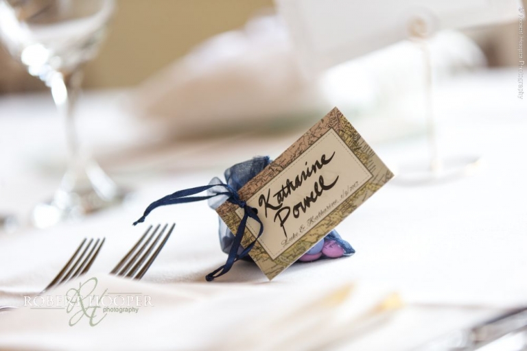 Name cards on table at wedding Addington Palace