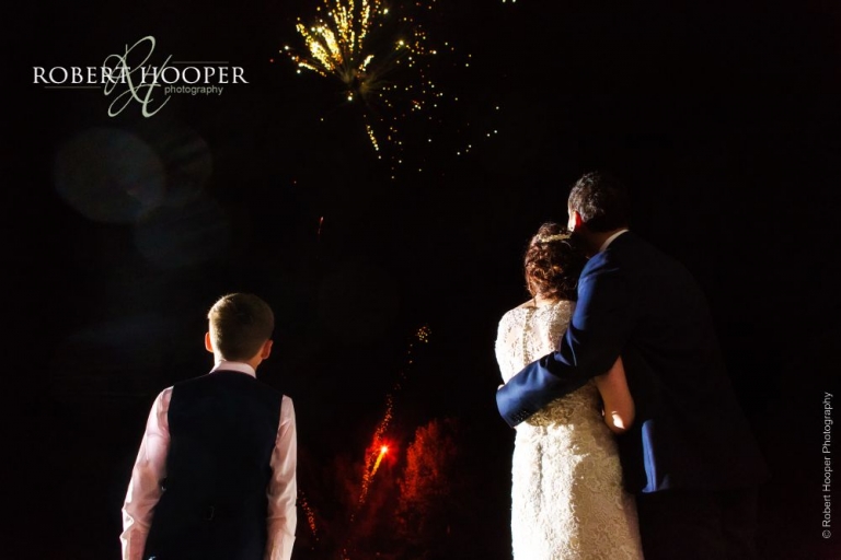 Fireworks display on wedding day at Addington Palace Surrey
