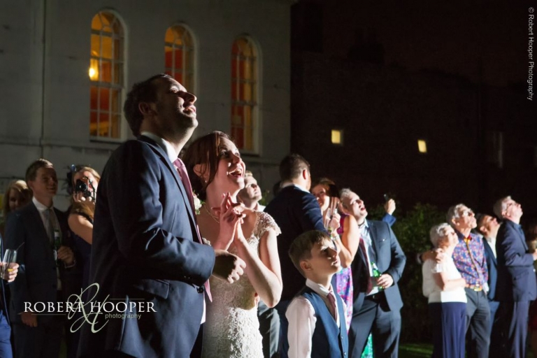 Fireworks display on wedding day at Addington Palace Surrey