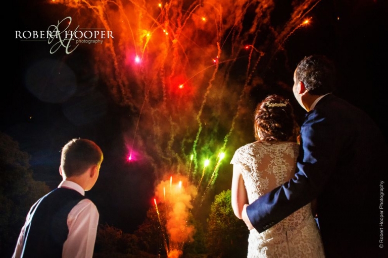 Fireworks display on wedding day at Addington Palace Surrey