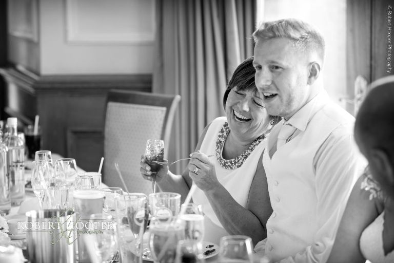 mother of bride laughing