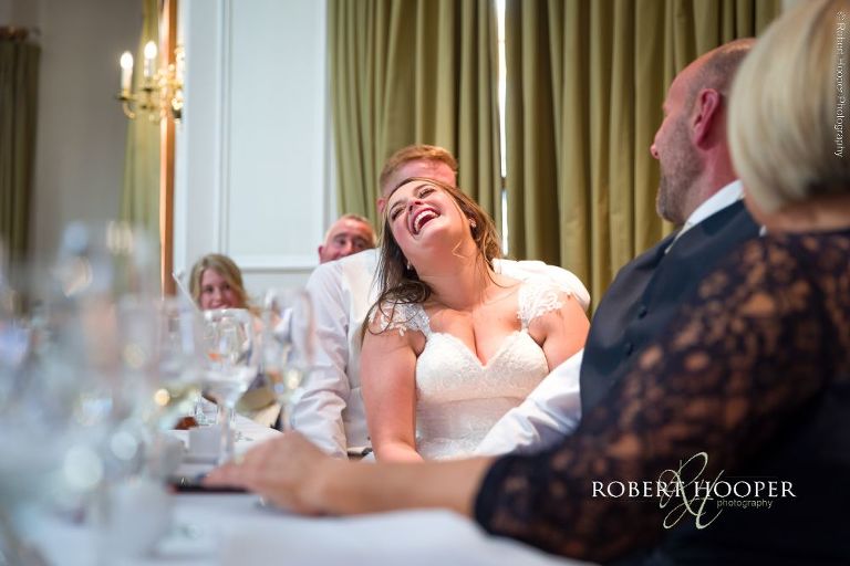 bride laughing at London Golf Club wedding