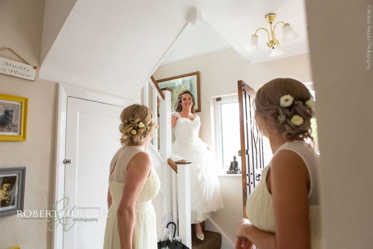 bride coming down stairs